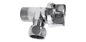 VALVULA ESCUADRA AMERICA CORTA 3/8\" X 3/8 TUERCA LOCA 90º 2 UDS
