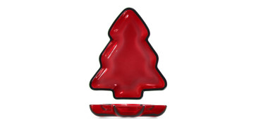 Vajillas - PLATO PRESENTACION ARBOL ROJO 20X17X2,5