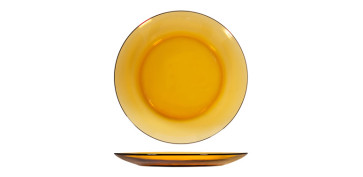 Vajillas - PLATO VIDRIO AMBAR 6 UNIDADES POSTRE 19CM