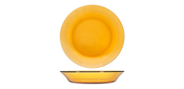 Vajillas - PLATO VIDRIO AMBAR 6 UNIDADES HONDO 19,5CM