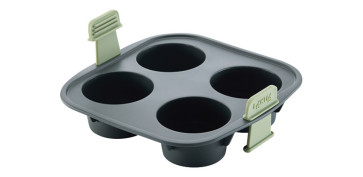 Menaje - MOLDE MUFFINS SILICONA 4 CAVIDADES GRIS 20X20X6,4CM