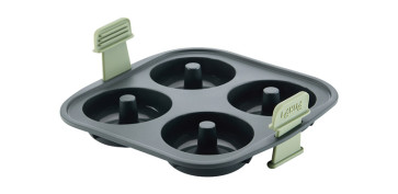 Menaje - MOLDE DONUTS SILICONA 4 CAVIDADES GRIS 20X20X5,6CM