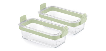 Coccion - CESTAS RECTANGULARES DE VIDRIO TRANSPARENTE (SET 2 UNIDADES) 19,9X9,4X8,9CM