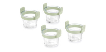 Menaje - MINI VASOS DE VIDRIO TRANSPARENTE (SET 4 VASOS) 10,9X9,5X9,6CM