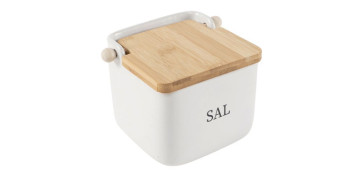 Ordenacion y conservacion de cocina - SALERO PORCELANA TAPA BAMBU BLANCO SAL