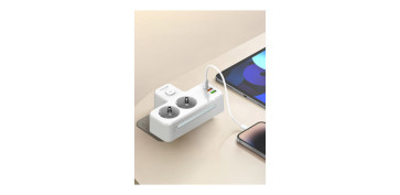 LADRON CON INT. 2 TOMAS + 2USB A + USB C 20W BLANCO CON LUZ NOCTURNA