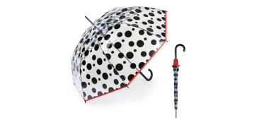 Novedades - PARAGUAS MUJER LARGO AUTOMATICO TRANSPARENTE TOPOS