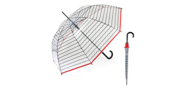 Novedades - PARAGUAS MUJER LARGO AUTOMATICO TRANSPARENTE RAYAS