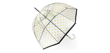 Novedades - PARAGUAS MUJER LARGO MANUAL CUPULA TRANSPARENTE TOPOS