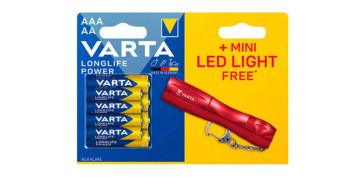 Pilas y baterías - PILA ALCALINA LONG LIFE PACK 4 LR03 AAA+4 LR6AA +LINTERNA