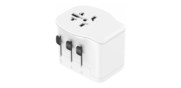 Material instalacion electrico - ADAPTADOR ENCHUFE UNIVERSAL VIAJE 3 USB (A+C) BLANCO 20W