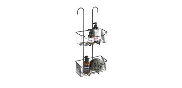 Accesorios para el baño - CESTO DOBLE PARA LA DUCHA DE ACERO INOXIDABLE NEGRO SERIE MILO