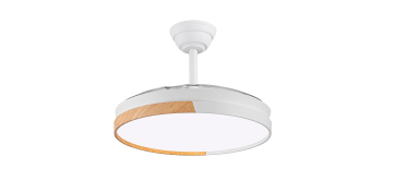 VENTILADOR DE TECHO ASPAS RETRACTILES 30W 105CM BLANCO Y MADERA
