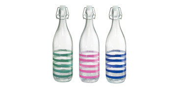 Ordenacion y conservacion de cocina - BOTELLA VIDRIO DECORADA GASEOSA 1L RAYAS SURTIDO