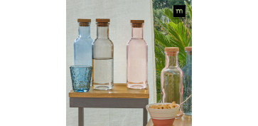 Ordenacion y conservacion de cocina - BOTELLA VIDRIO LISA TAPA CORCHO COLOR SURTIDO 1L