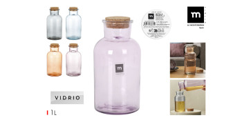 Ordenacion y conservacion de cocina - BOTELLA FRASCA BOCA ANCHA TAPA CORCHO 1L SURTIDA COLORS