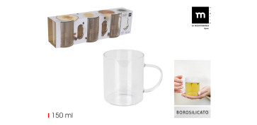 Vajillas - TAZA BOROSILICATO DOBLE SET 3UDS 15CL