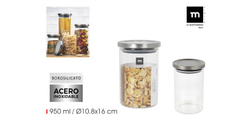 Ordenacion y conservacion de cocina - BOTE BOROSILICATO TAPA ACERO 950ML