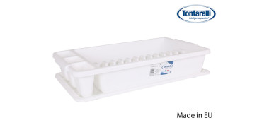 Ordenacion y conservacion de cocina - ESCURREPLATOS + BANDEJA SCOLA BLANCO 45X26CM PLASTICO