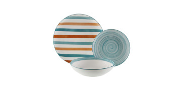 Vajillas - VAJILLA PORCELANA 18 PIEZAS RAYAS