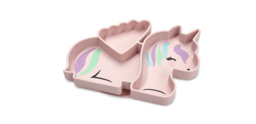 Vajillas - PLATO INFANTIL SILICONA DIVISIONES Y VENTOSA UNICORNIO
