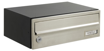 Buzones y cajas fuertes - BUZON HORIZONTAL SLIM COMUNIDAD INTERIOR INOX/ANTRACITA 12X34,5X25CM
