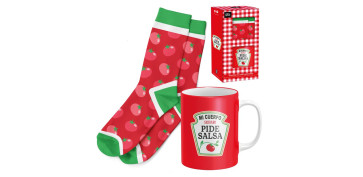 Vajillas - MUG CERAMICA + CALCETIN CAJA REGALO 30CL TOMATES