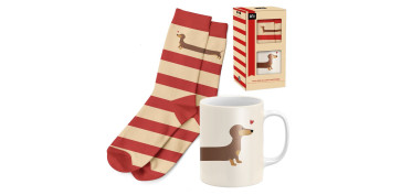Vajillas - MUG PORCELANA + CALCETIN CAJA REGALO 30CL TECKEL