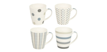 Vajillas - MUG NEW BONE CHINA DECORADO 34CL SURTIDO GRIS
