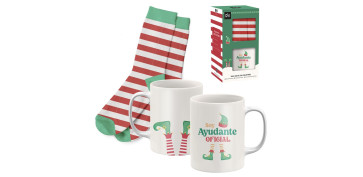 Vajillas - SET REGALO TAZA 300ML CON CALCETIN T.38-42 ELFO CERAMICA - POLIESTER