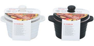 MINI COCOTTE CERAMICA BLANCA/NEGRA 13X10CM SURTIDA