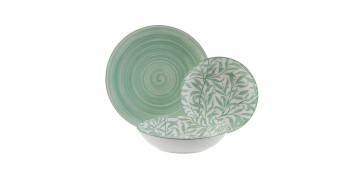 Vajillas - VAJILLA PORCELANA 18 PIEZAS FOLIA VERDE