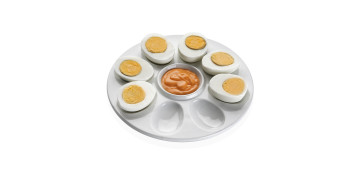 Todo para la mesa - BANDEJA PORCELANA REDONDA 8 HUEVOS Ø20CM