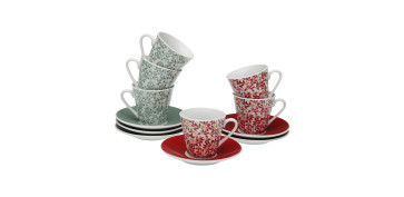 Vajillas - TAZA CAFE PORCELONA CON PLATO SET 6 UDS NINA 8CL