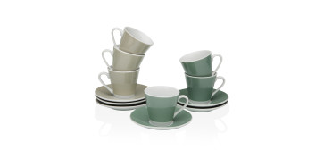 Vajillas - TAZA CAFE PORCELONA CON PLATO SET 6 UDS LILINOE 8CL