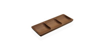 FUENTE APERITIVO 3 COMPARTIMENTOS ACACIA 30X10CM
