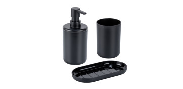 Accesorios para el baño - SET DE BAÑO 3 UDS NEGRO SERIE FANO