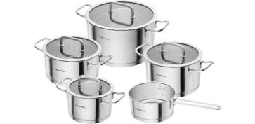 BATERIA COCINA INOX 5 PIEZAS TAPA CRISTAL 
