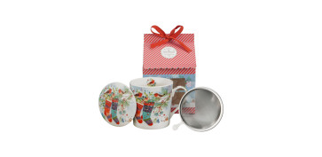 Vajillas - MUG TE CON INFUSOR CHRISTMAS CALCETINES CAJA REGALO