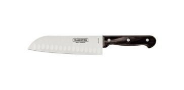 Cuchilleria - CUCHILLO SANTOKU POLYWOOD CASTAÑO 18CM
