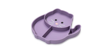 Vajillas - PLATO INFANTIL SILICONA DIVISIONES Y VENTOSA GATO