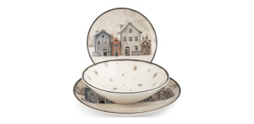 Vajillas - VAJILLA 18 PZAS STONEWARE NAVIDAD SNOWLAND