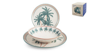 VAJILLA 18PZ STONEWARE HAITI PALMERAS