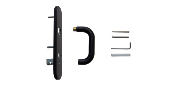 Material de carpintería - MANILLA SENA ANTIPANICO, PLACA Y BOCALLAVE 72MM NEGRA