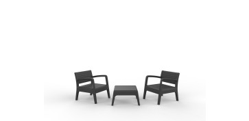 Decoración - SET MIAMI 2 SILLONES Y MESA AUXILIAR GRAFITO 