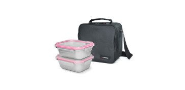 Ordenacion y conservacion de cocina - BOLSA PORTA ALIMENTOS NEGRO 4,2L +2 CONTENEDORES INOX 0,7L