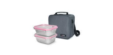 Ordenacion y conservacion de cocina - BOLSA PORTA ALIMENTOS  GRIS 4,2L +2 CONTENEDORES INOX 0,7L