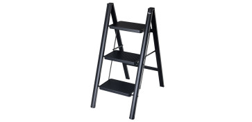TABURETE ESCALERA ACERO 3 PELDAÑOS NEGRO
