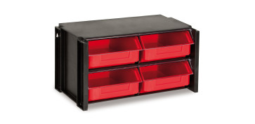 CLASIFICADOR APILABLE PLASTICO NEGRO Y ROJO 4 GAVETAS 170X360X190 MM