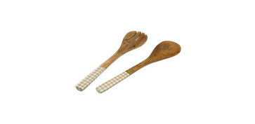 Utensilios de cocina - UTENSILIOS ENSALADA MADERA DECORADA SET 2U AMELIE VICHI 30X6X1CM